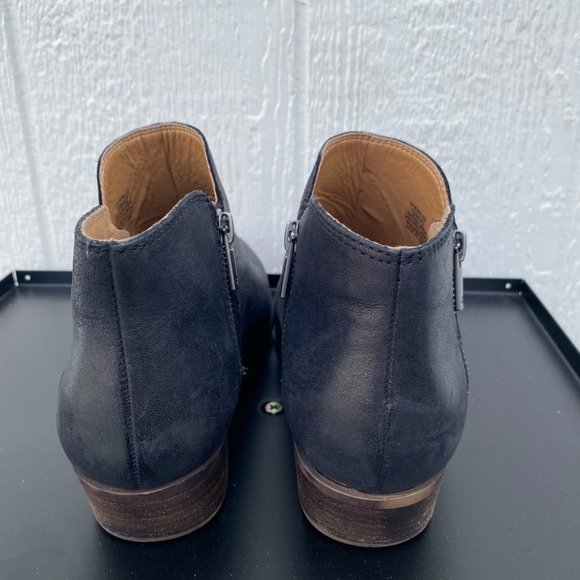 Lucky Brand Burklee Ankle Booties Side Zip Leather Black Size 10 - Picture 8 of 9